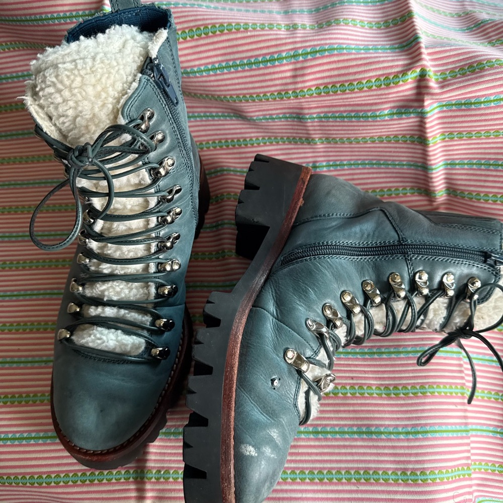 Jeffrey Campbell Teal Lace-Up Winter Boots size 8